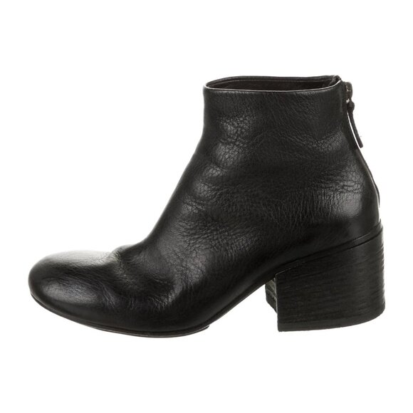 Marsèll Black Textured Leather Ankle Boots US 8.5 / IT 38 Distressed Round Toe - Picture 1 of 5